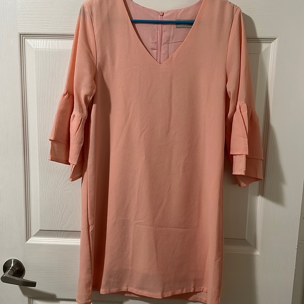 Peach shift dress with sleeves